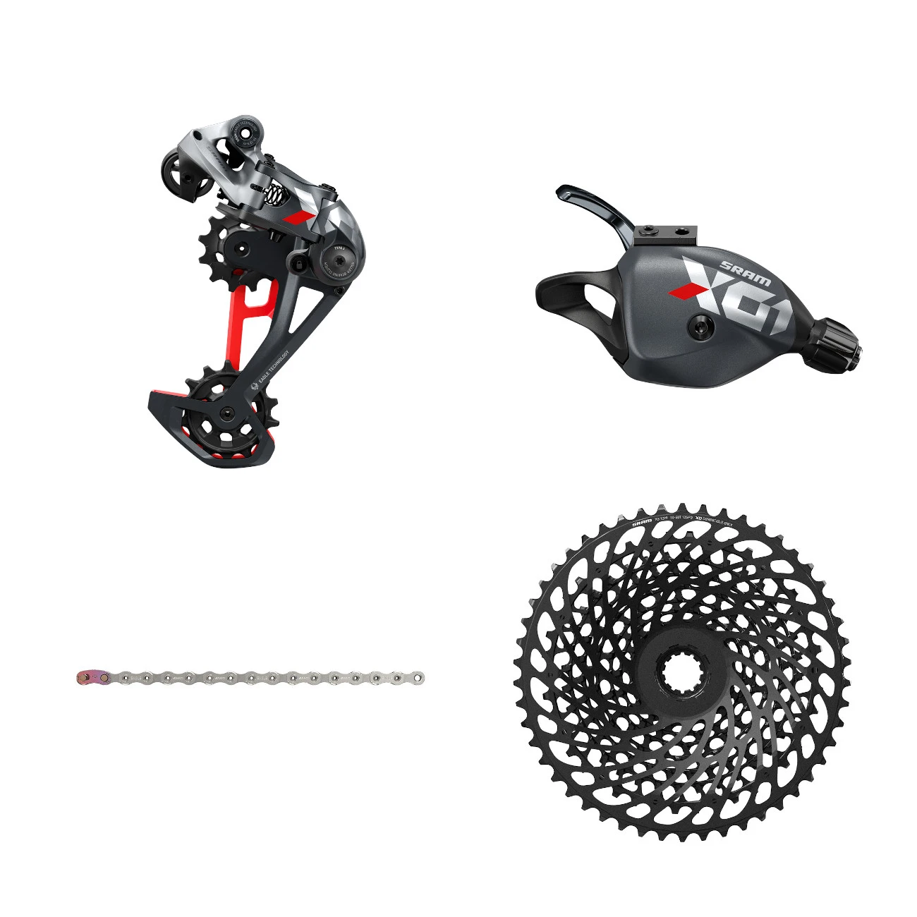 SRAM X01 Eagle 1x12-speed Upgrade Kit - Trigger Shifter - 10-50 T. Cassette - Black / Red
