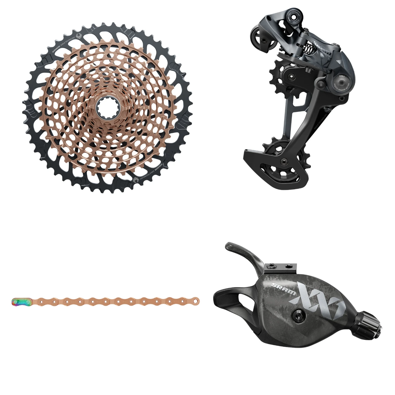SRAM XX1 Eagle 1x12-speed Upgrade Kit - Trigger Shifter - 10-52 T. XG-1299 Cassette - Copper